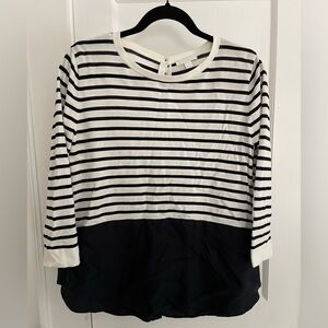 COS Breton stripe cotton & silk flutter tail top
